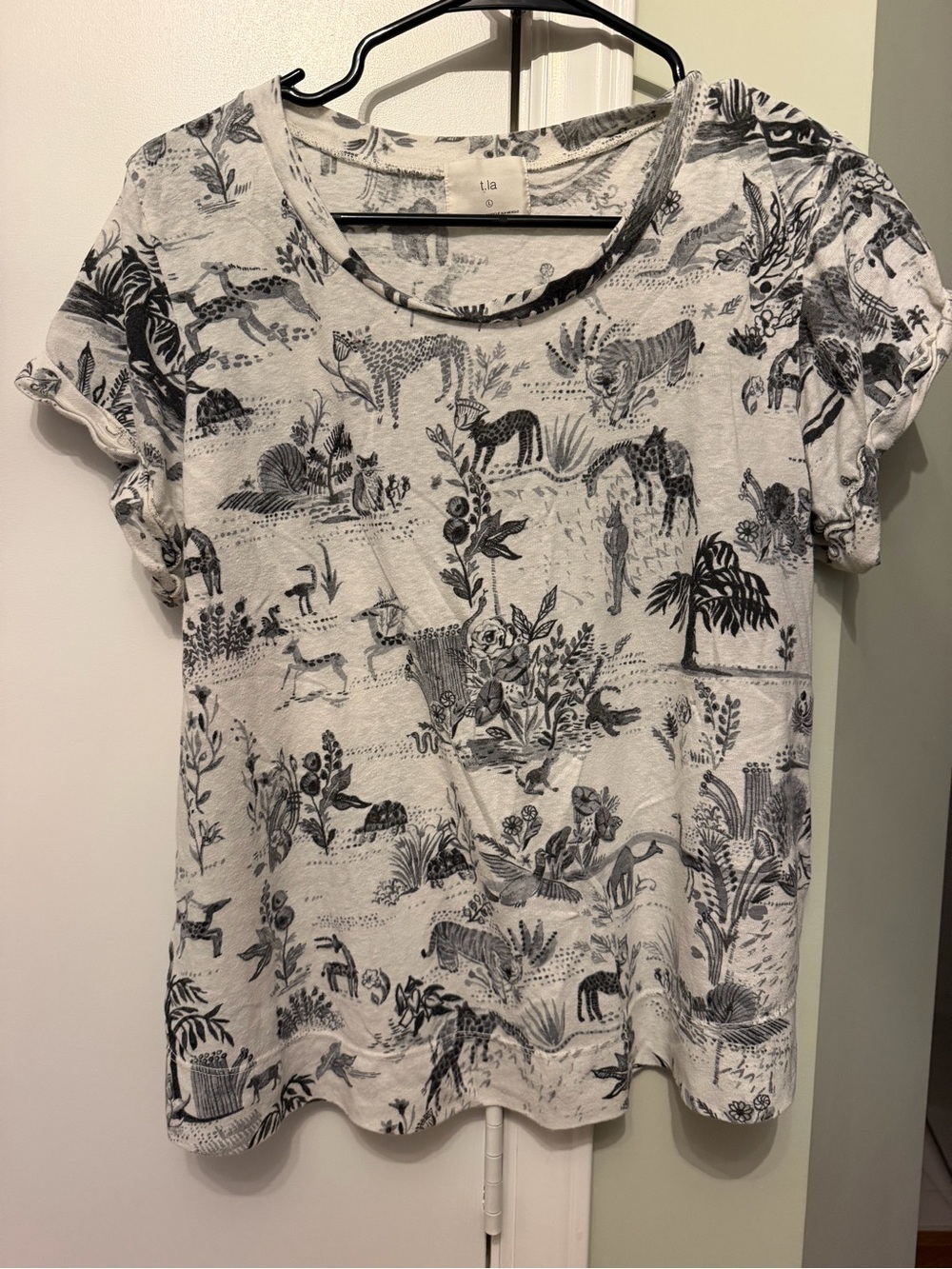Women’s Cream & Black Animal Print Tee